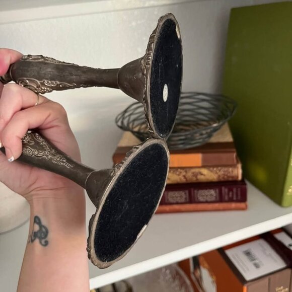 Vintage Candlesticks Candle Holders Set Victorian Rustic Fall Decor Silver Plate - Picture 7 of 10